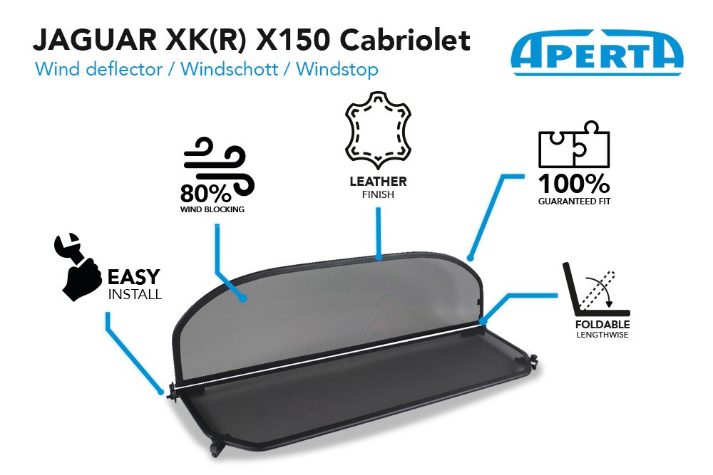 JAG4XKCD Cabriolet wind deflector Jaguar XK - XKR (X150) 2006-2014 Black (11)