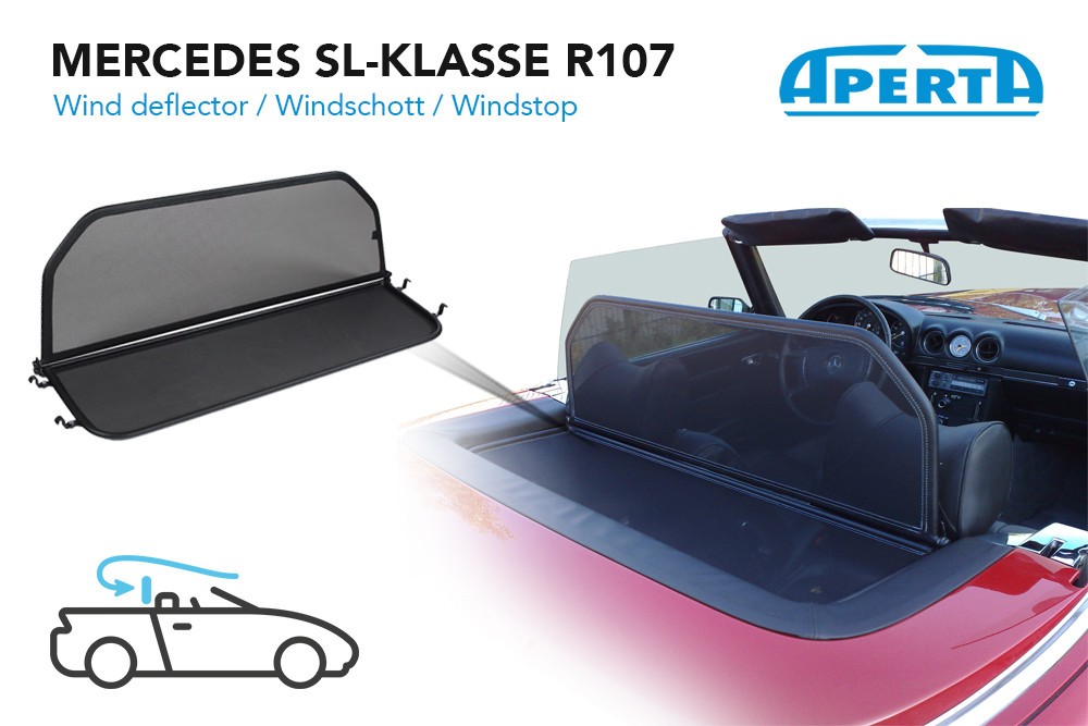 MB1SLCD Cabriolet wind deflector Mercedes-Benz SL (R107) 1971-1989 Black (5)