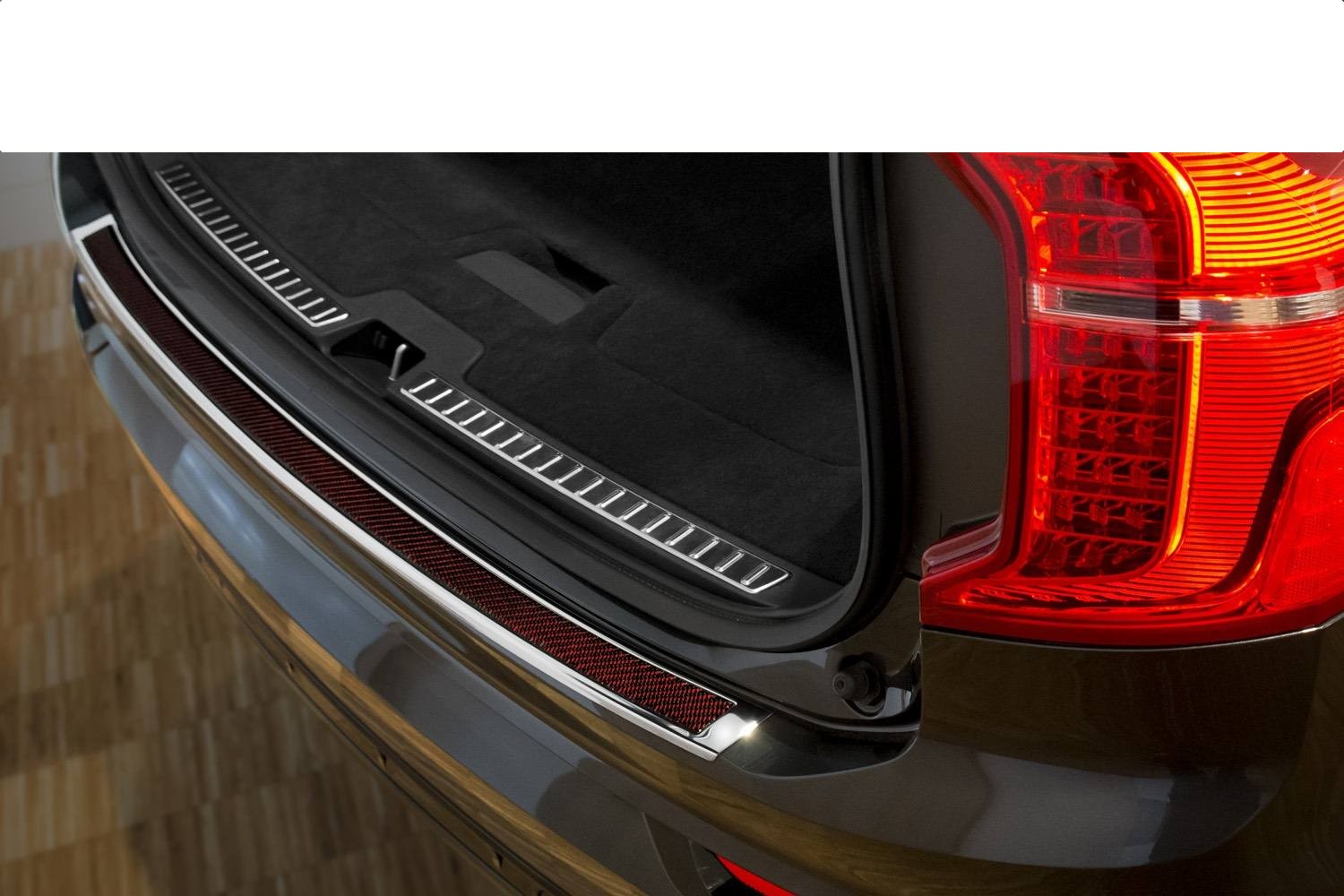 Protection de seuil de coffre convient à Volvo XC90 II 2015-présent acier inox - carbone