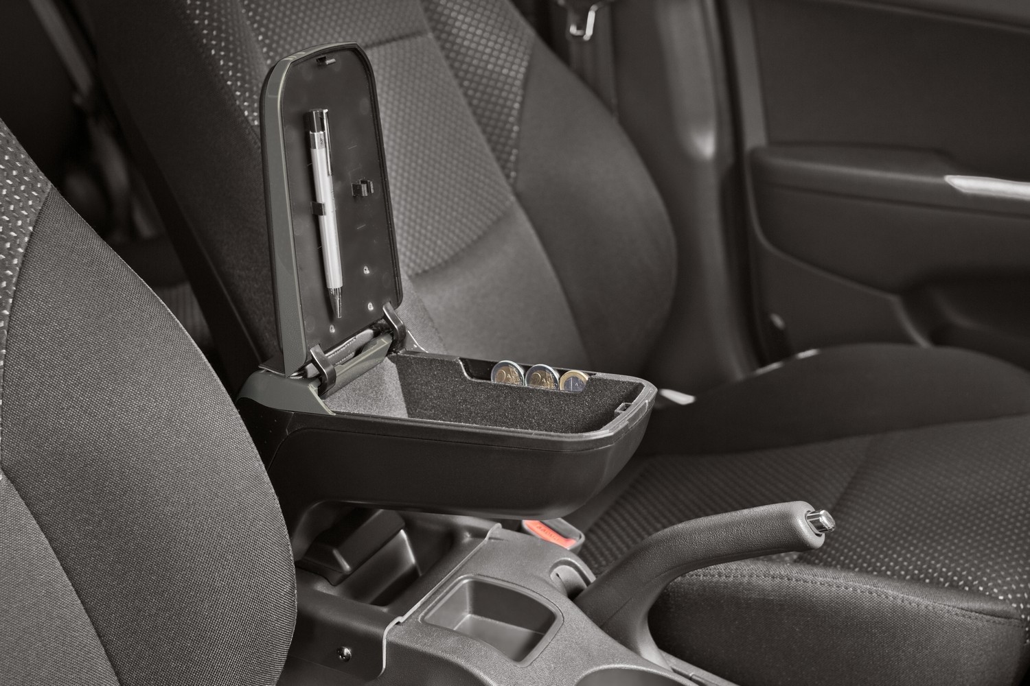 Mittelarmlehne Seat Ibiza (6J) Armster 2 veganes Leder mit silbernem Rahmen