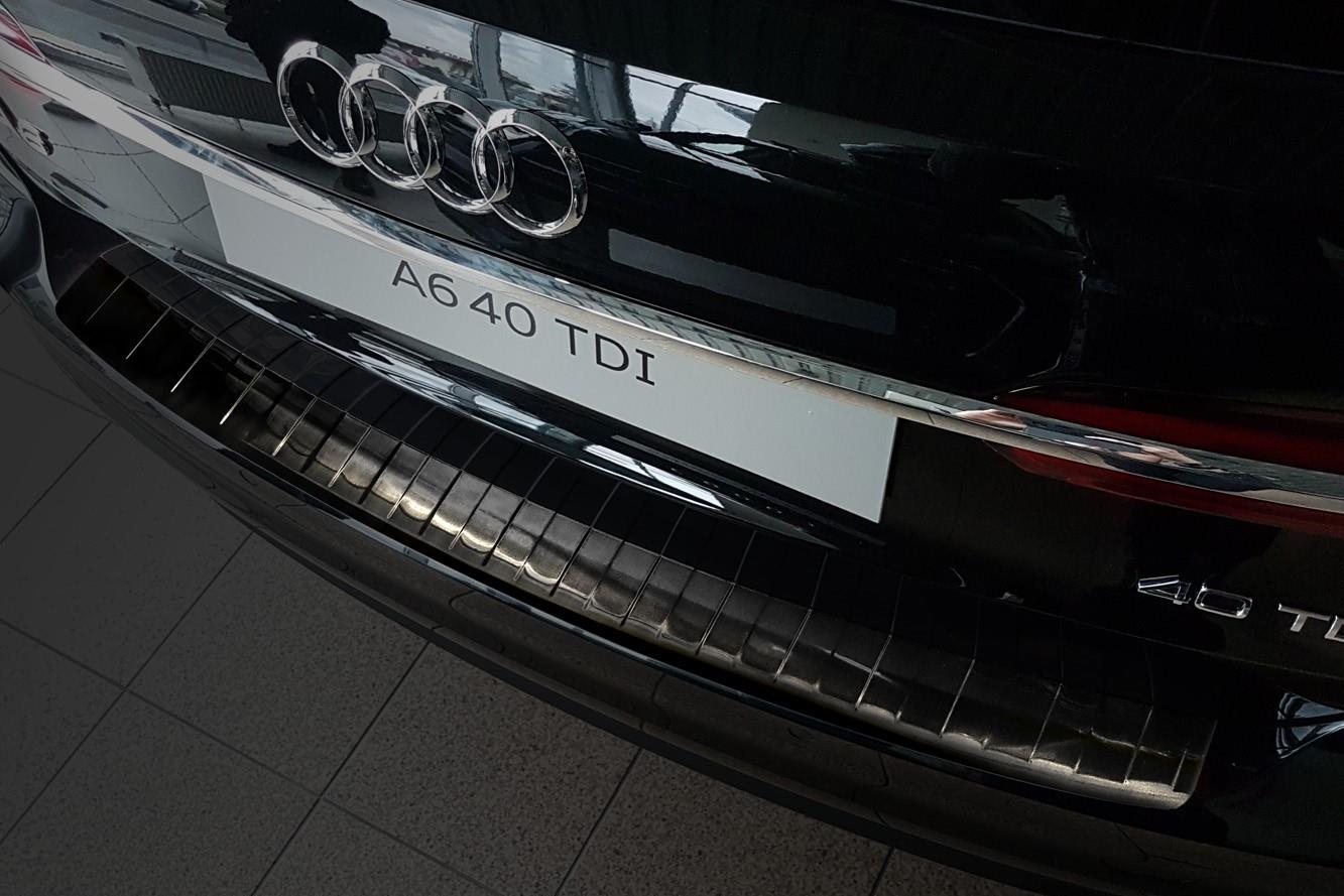Protection de seuil de coffre convient à Audi A6 Avant (C8) 2018-présent acier inox brossé anthracite
