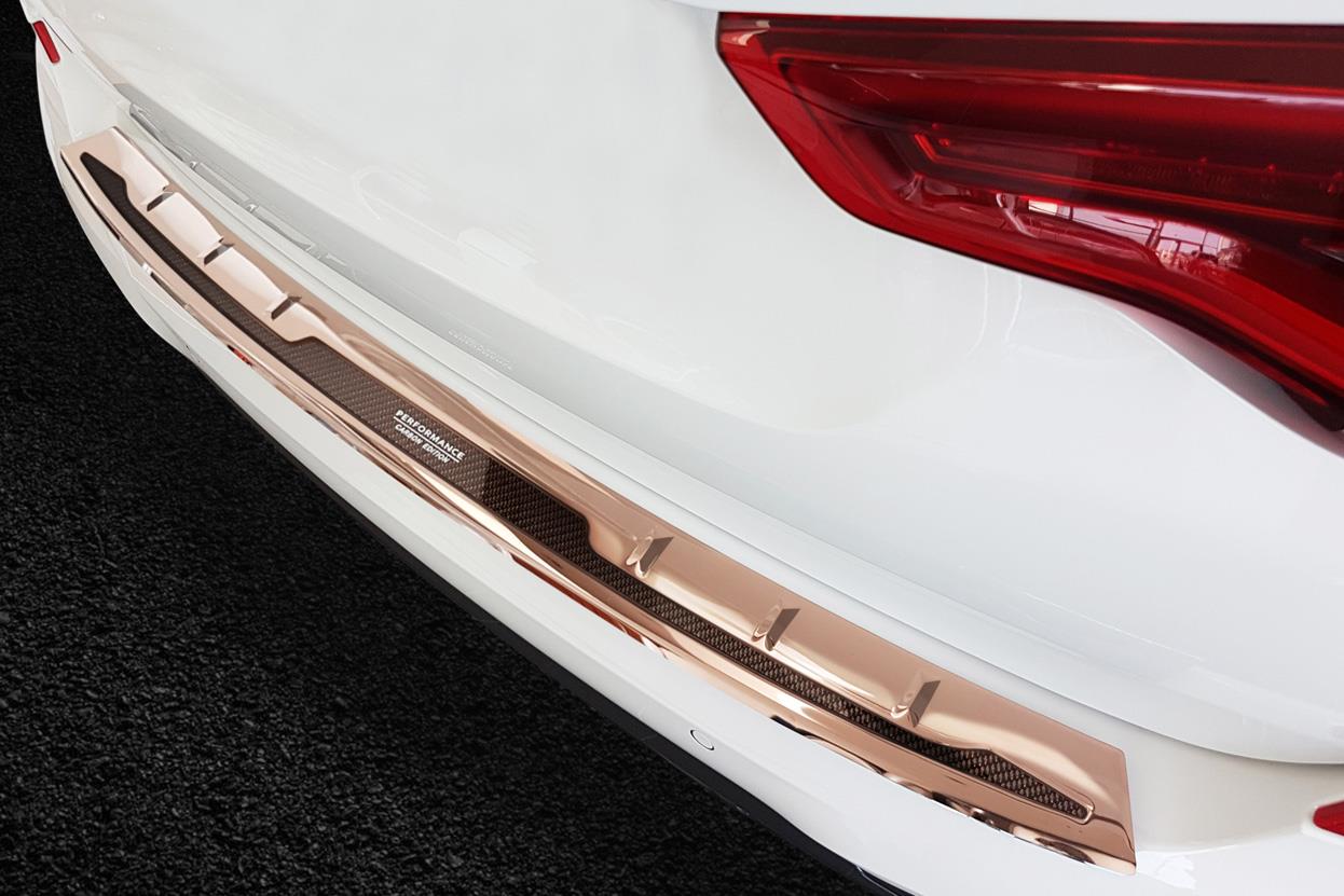 Protection de seuil de coffre BMW X3 (G01) 2017-2024 acier inox aspect cuivre - carbone