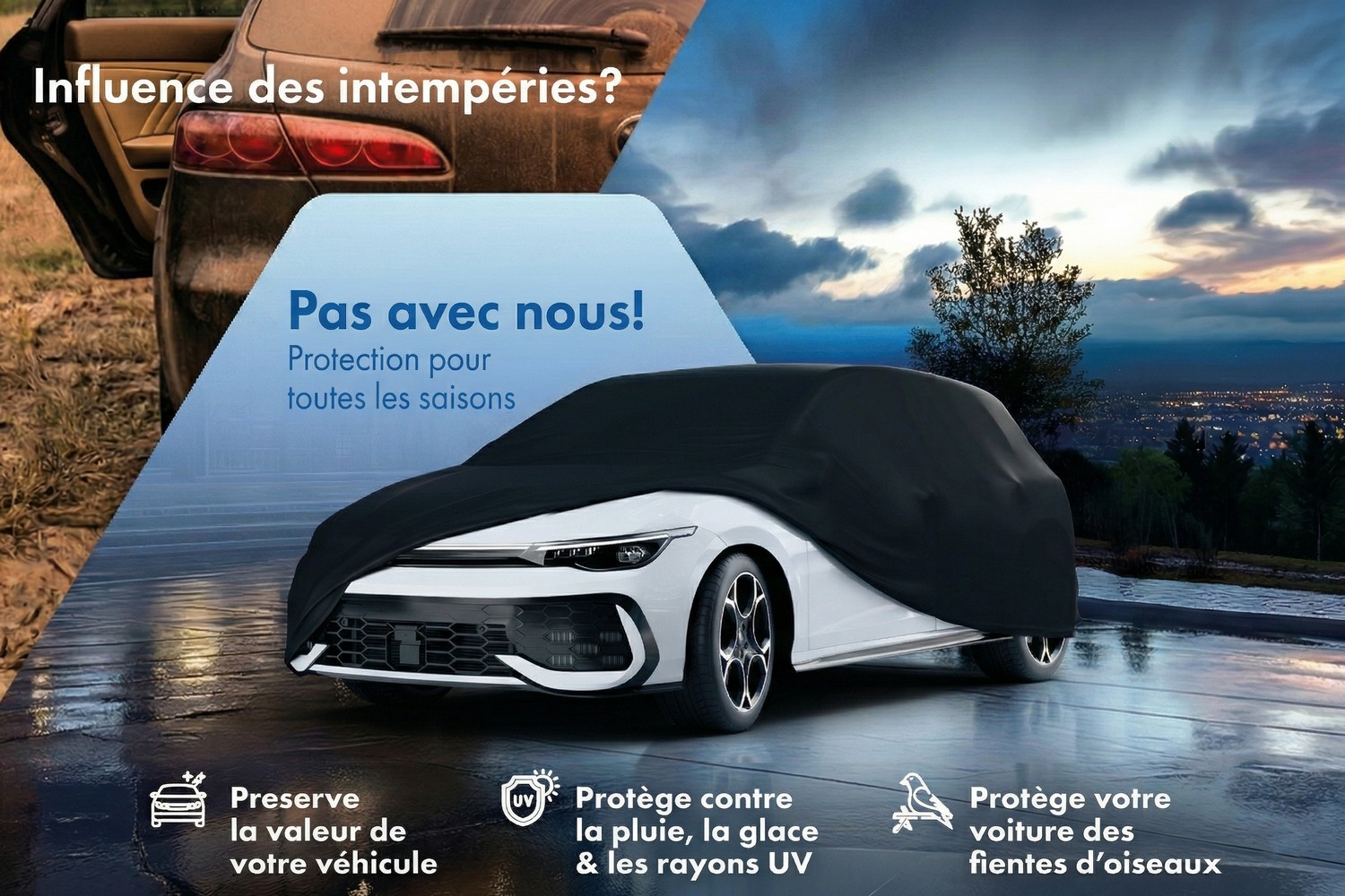 Housse de voiture All Weather Basic voiture de tourisme noir (3) Housse de voiture All Weather Basic voiture de tourisme noir (3)