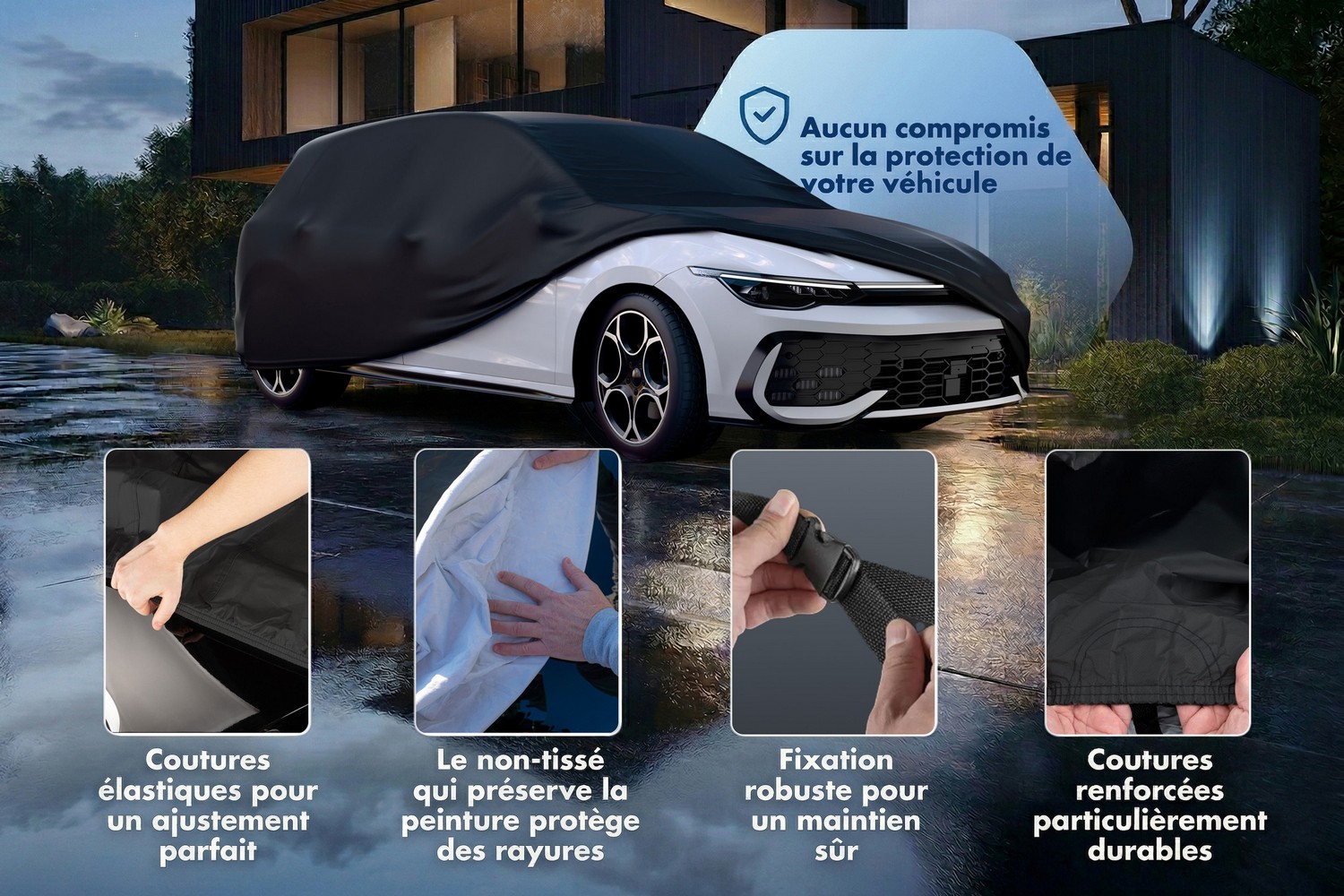 Housse de voiture All Weather Basic voiture de tourisme noir (6) Housse de voiture All Weather Basic voiture de tourisme noir (6)
