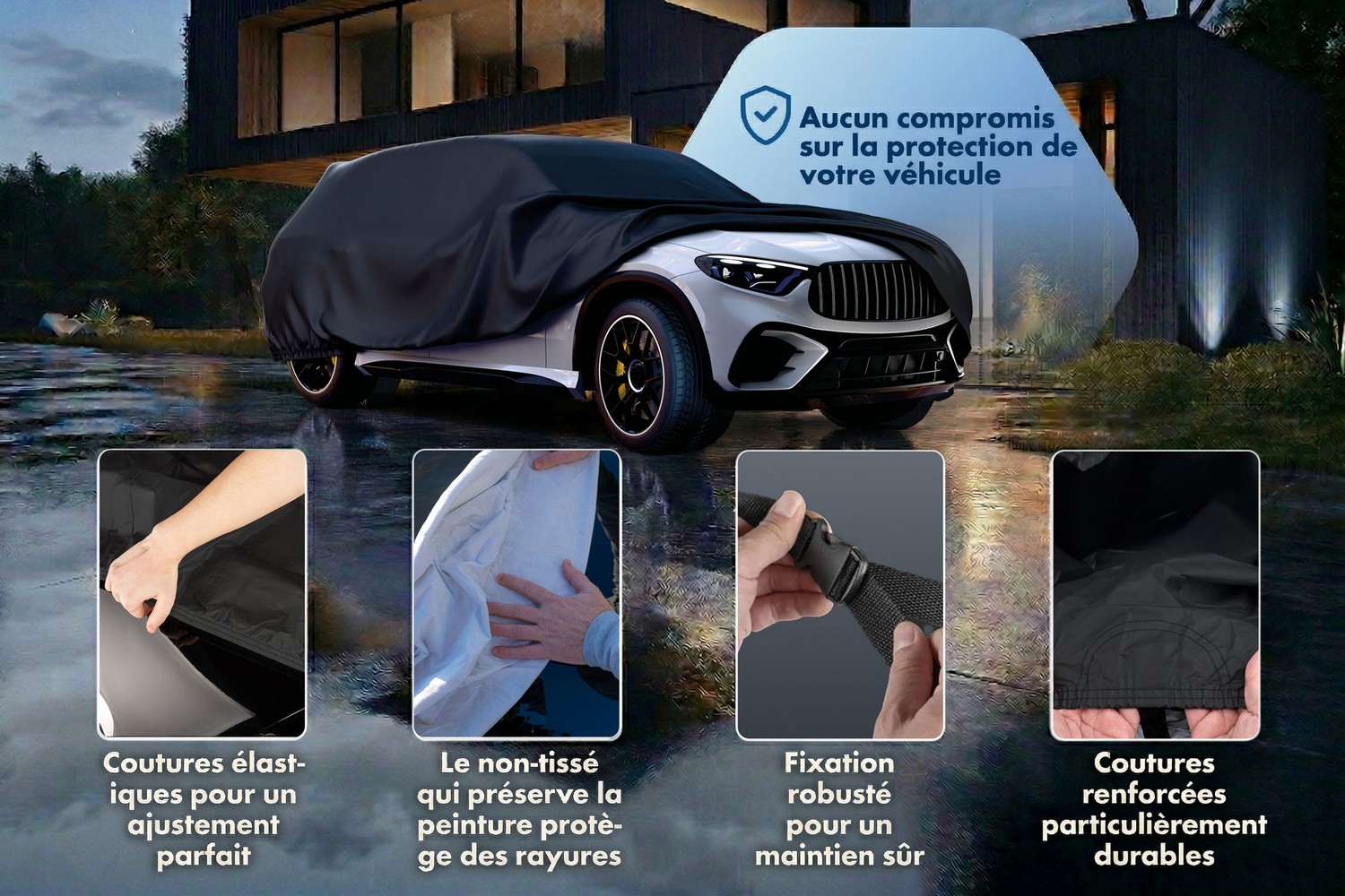 Housse de voiture All Weather Basic SUV noir (6) Housse de voiture All Weather Basic SUV noir (6)