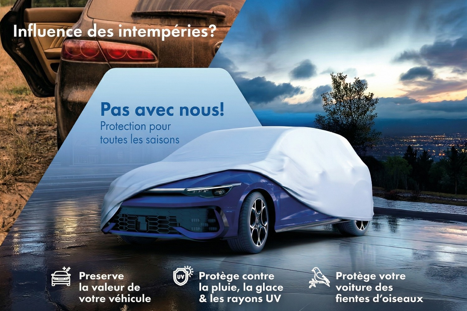 Housse de voiture All Weather Basic voiture de tourisme argent (3)