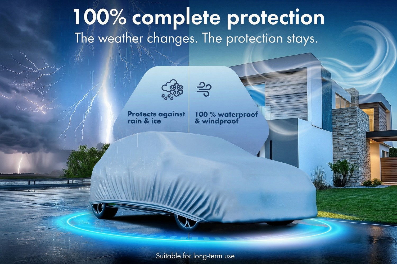 Car cover All Weather Basic passenger car silver (4)