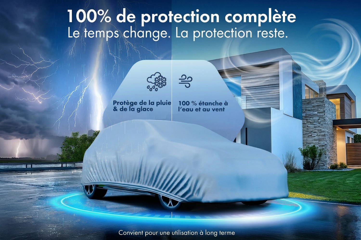 Housse de voiture All Weather Basic voiture de tourisme argent (4)