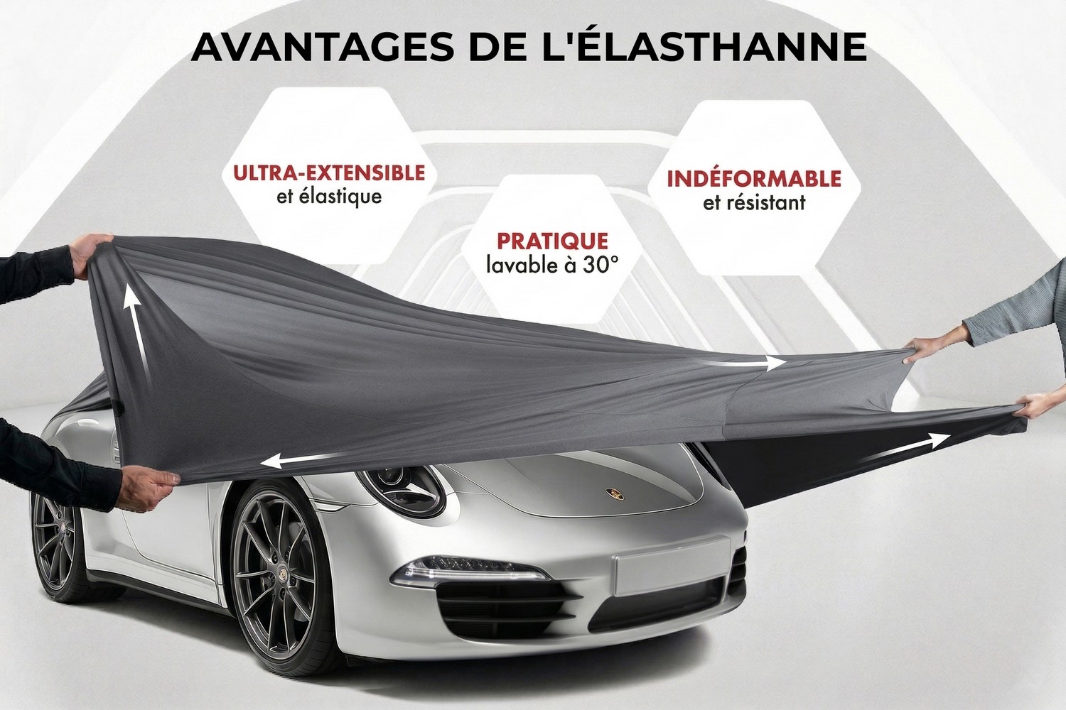 Housse de voiture Indoor Stretch Plus voiture de tourisme anthracite (4) Housse de voiture Indoor Stretch Plus voiture de tourisme anthracite (4)