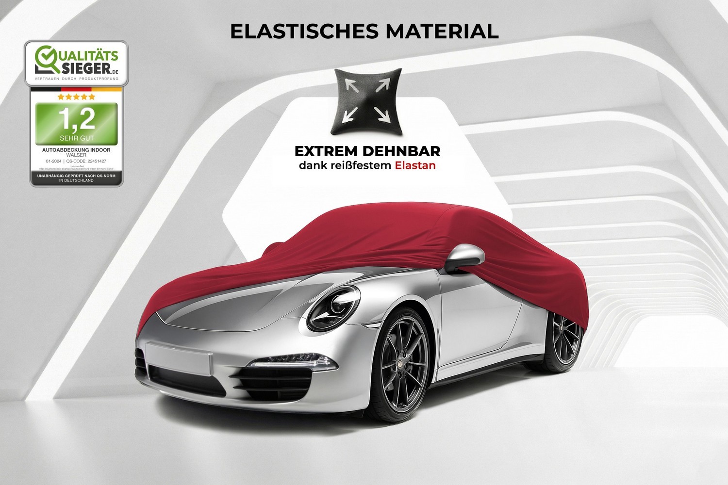 Autoabdeckung Indoor Stretch Plus Pkw rot (3)
