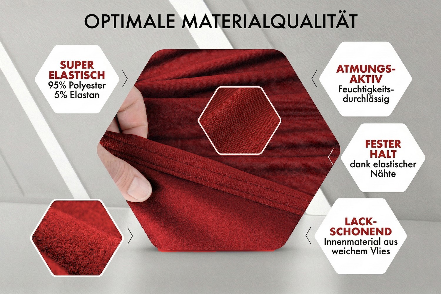Autoabdeckung Indoor Stretch Plus Pkw rot (5)