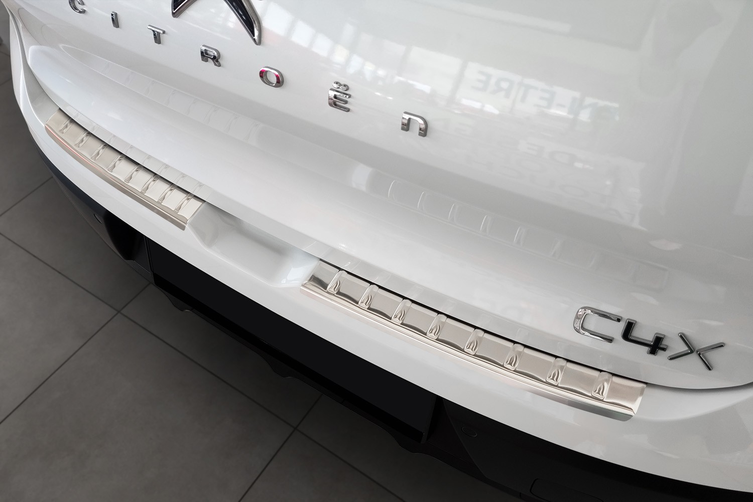 Protection de seuil de coffre convient à Citroën C4 X 2022-présent acier inox brossé