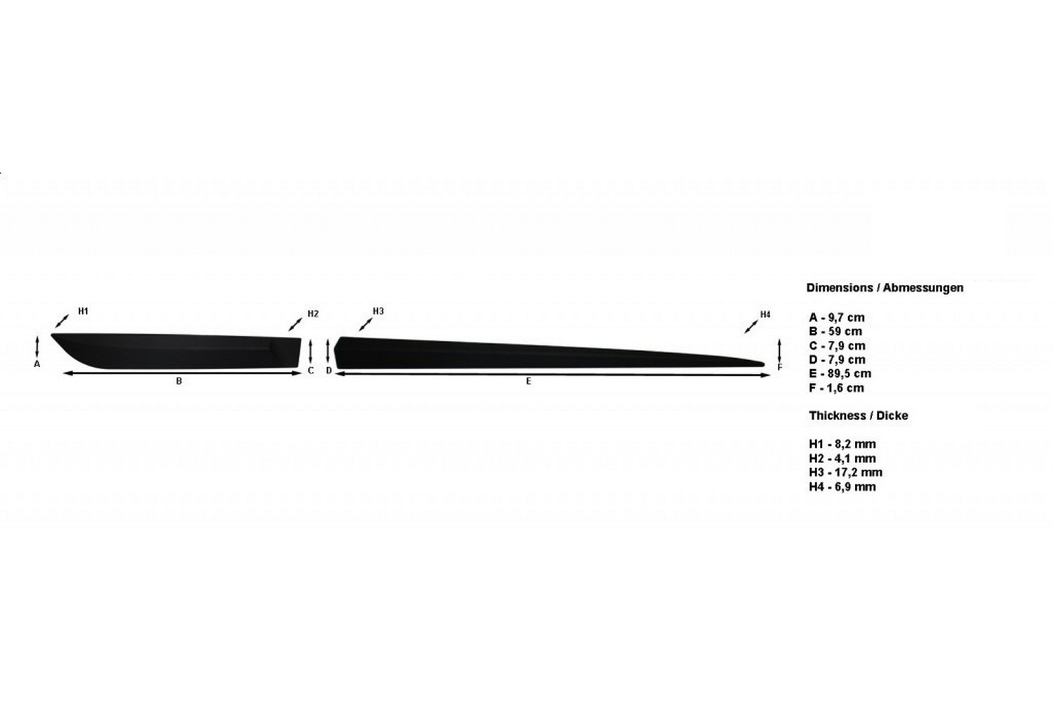 Dimensions door protector set (42) Dimensions door protector set (42)