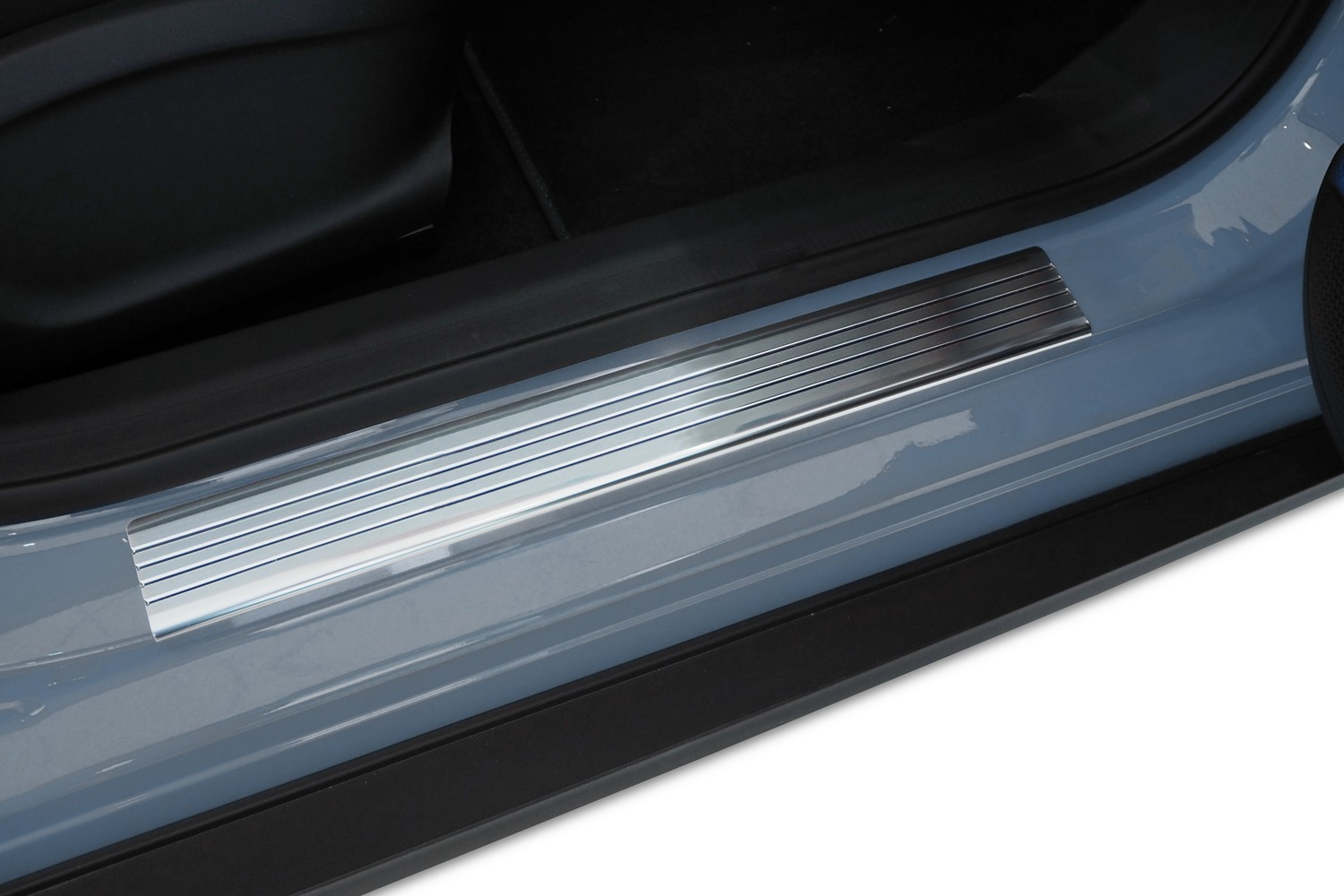 Seuils de portes convient à Hyundai Elantra VII (CN7) 2020-présent 4 portes tricorps acier inox - nervures en PU Seuils de portes convient à Hyundai Elantra VII (CN7) 2020-présent 4 portes tricorps acier inox - nervures en PU