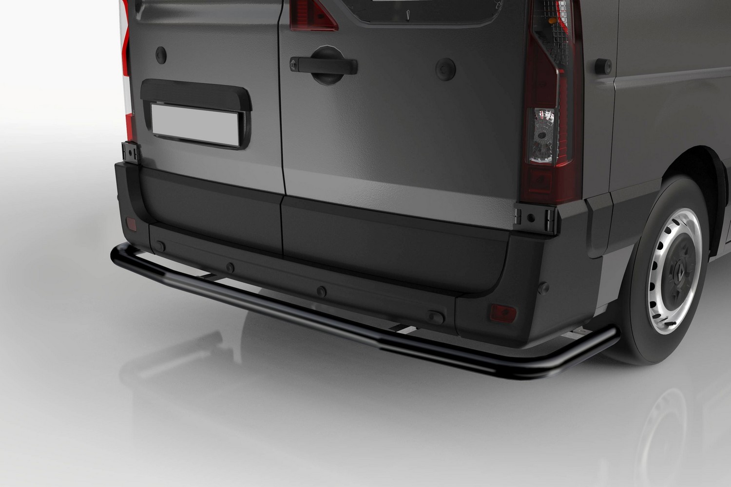 Barre de protection arrière avec angles convient à Peugeot Partner III (K9) 2018-présent inox noir mat