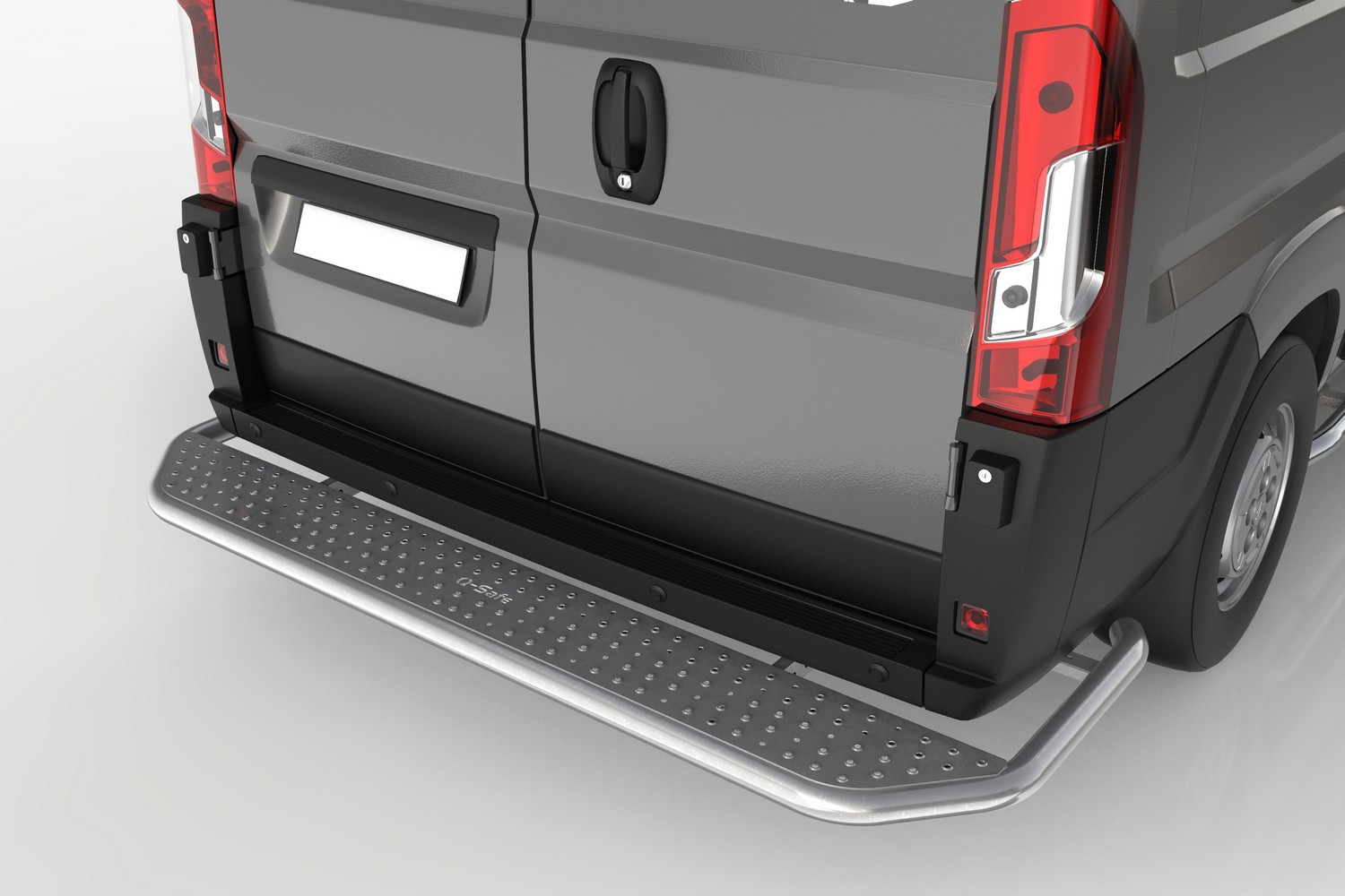 Rear step with corner protection suitable for Opel Movano C 2021-present stainless steel brushed