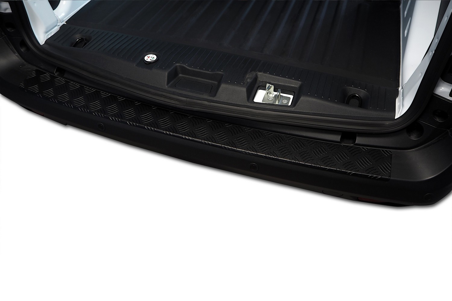 Protection de seuil de coffre convient à Ford Transit & Tourneo Courier II 2023-présent aluminium tôle larmée noir mat