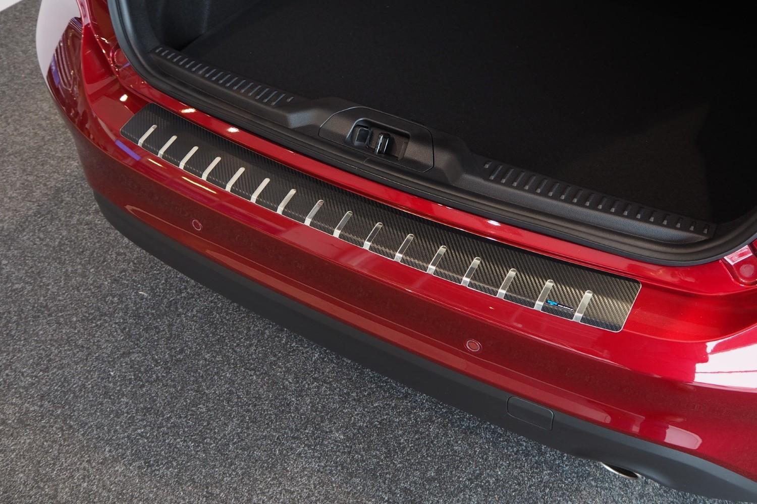 Rear bumper protector suitable for Ford Focus IV 2018-present 5-door hatchback stainless steel - carbon foil