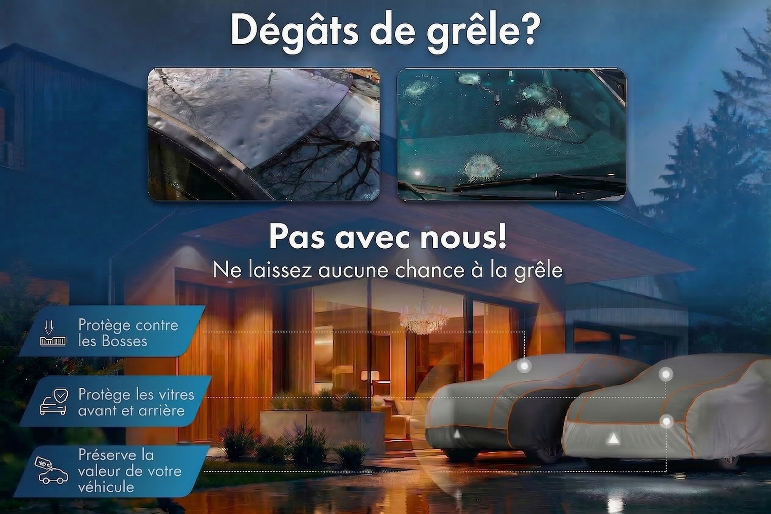 Housse anti-gr&ecirc;le Perma Protect voiture de tourisme gris / argent (3)
