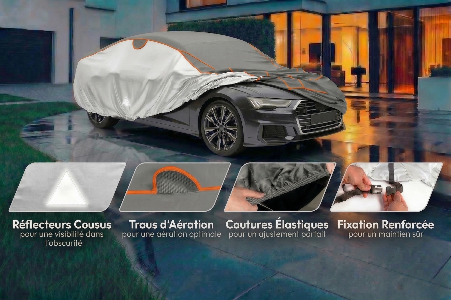 Housse anti-gr&ecirc;le Perma Protect voiture de tourisme gris / argent (6)
