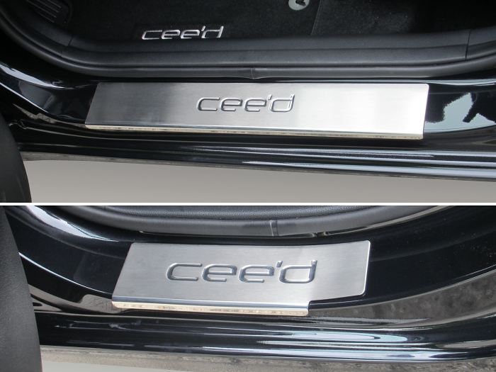 Door sill plates suitable for Kia Cee'd (JD) 2012-2018 5-door & wagon stainless steel  - 4 pieces