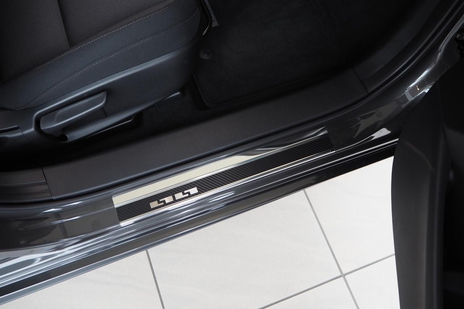 Door sill plates suitable for Mazda3 (BP) 2019-present 5-door hatchback stainless steel - carbon foil