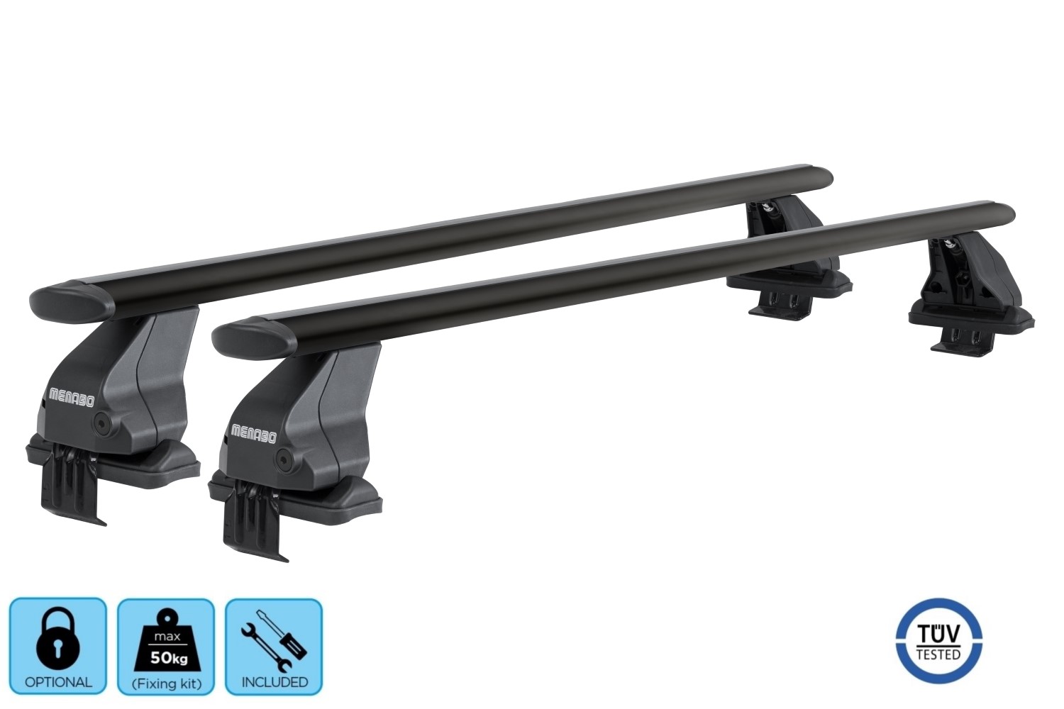Menabo Omega Plus roof bars set alu black - Dachträger / Relingträger Satz Alu Schwarz - dakdragers set alu zwart - jeu de barres de toit aluminium noir (5) Menabo Omega Plus roof bars set alu black - Dachträger / Relingträger Satz Alu Schwarz - dakdragers set alu zwart - jeu de barres de toit aluminium noir (5)