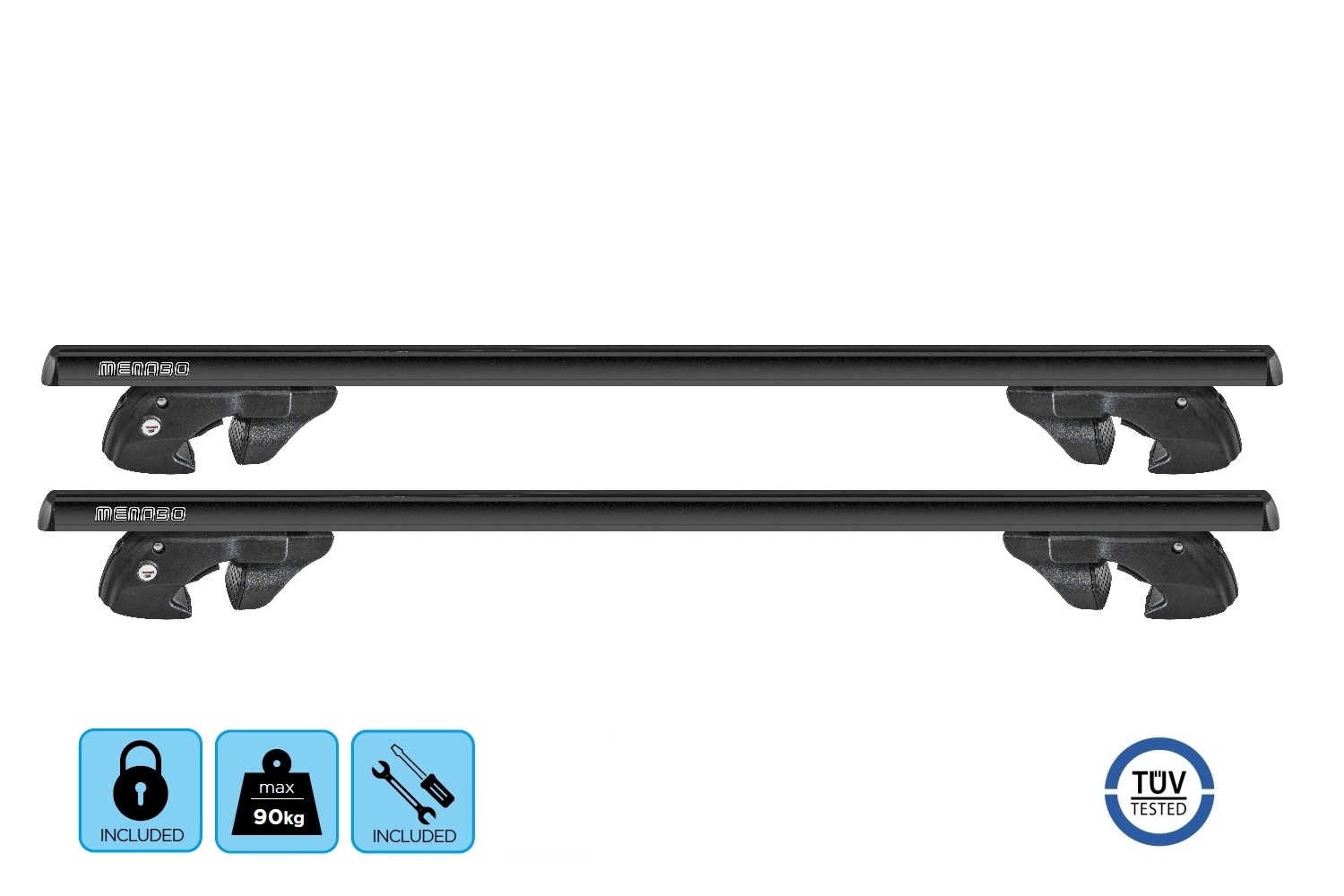 Menabo Sherman roof bars set black - Dachträger / Relingträger Satz Schwarz - dakdragers set zwart - jeu de barres de toit noir (4) Menabo Sherman roof bars set black - Dachträger / Relingträger Satz Schwarz - dakdragers set zwart - jeu de barres de toit noir (4)