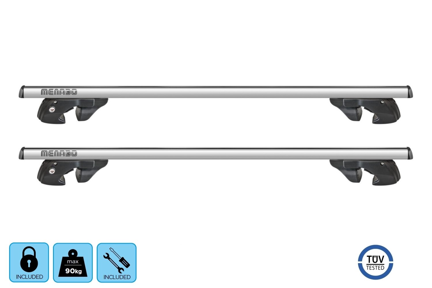 Menabo Sherman roof bars set silver - Dachträger / Relingträger Satz Silber - dakdragers set zilver - jeu de barres de toit argent (5) Menabo Sherman roof bars set silver - Dachträger / Relingträger Satz Silber - dakdragers set zilver - jeu de barres de toit argent (5)