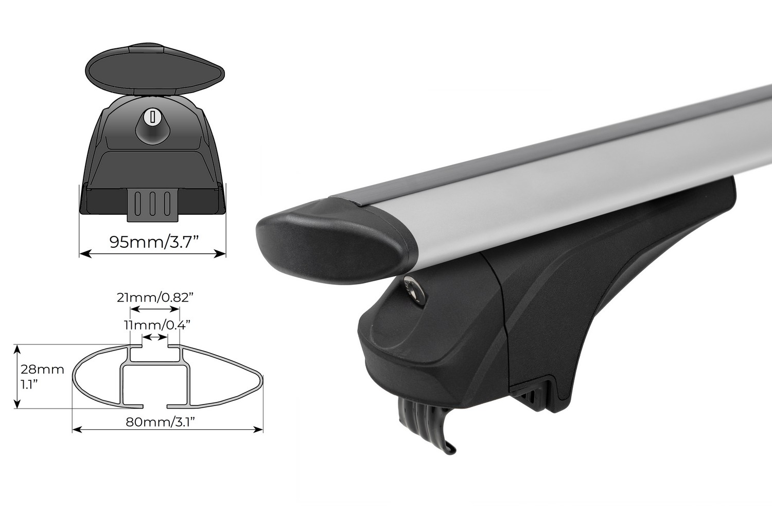 Menabo Sonic roof bars set silver - Dachträger / Relingträger Satz Silber - dakdragers set zilver - jeu de barres de toit argent (5) Menabo Sonic roof bars set silver - Dachträger / Relingträger Satz Silber - dakdragers set zilver - jeu de barres de toit argent (5)