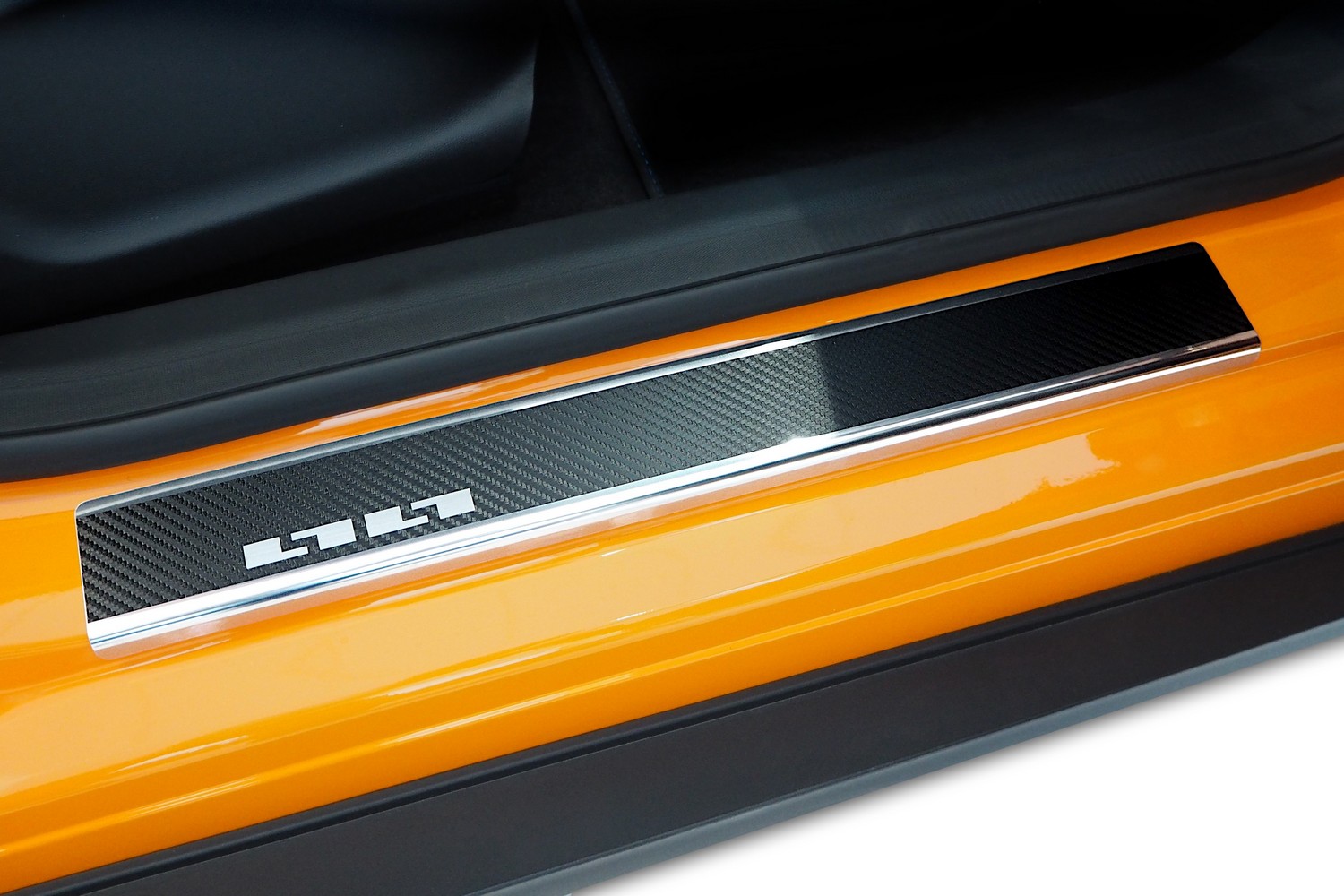 Door sill plates suitable for MG 4 EV 2022-present 5-door hatchback stainless steel - carbon foil