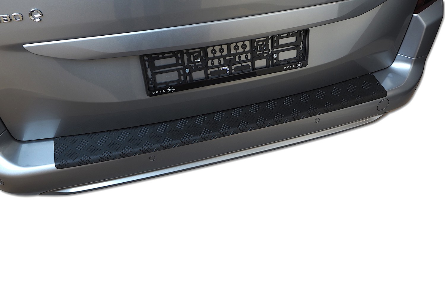 Rear bumper protector suitable for Opel Combo E 2018-present aluminium diamond plate matt black