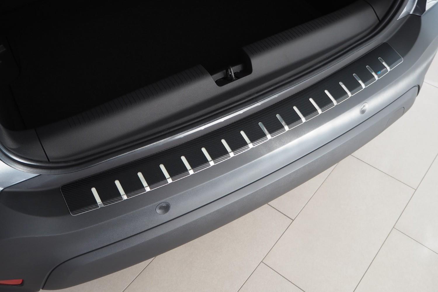 Protection de seuil de coffre Opel Crossland X 2017-présent acier inox - feuille de carbone