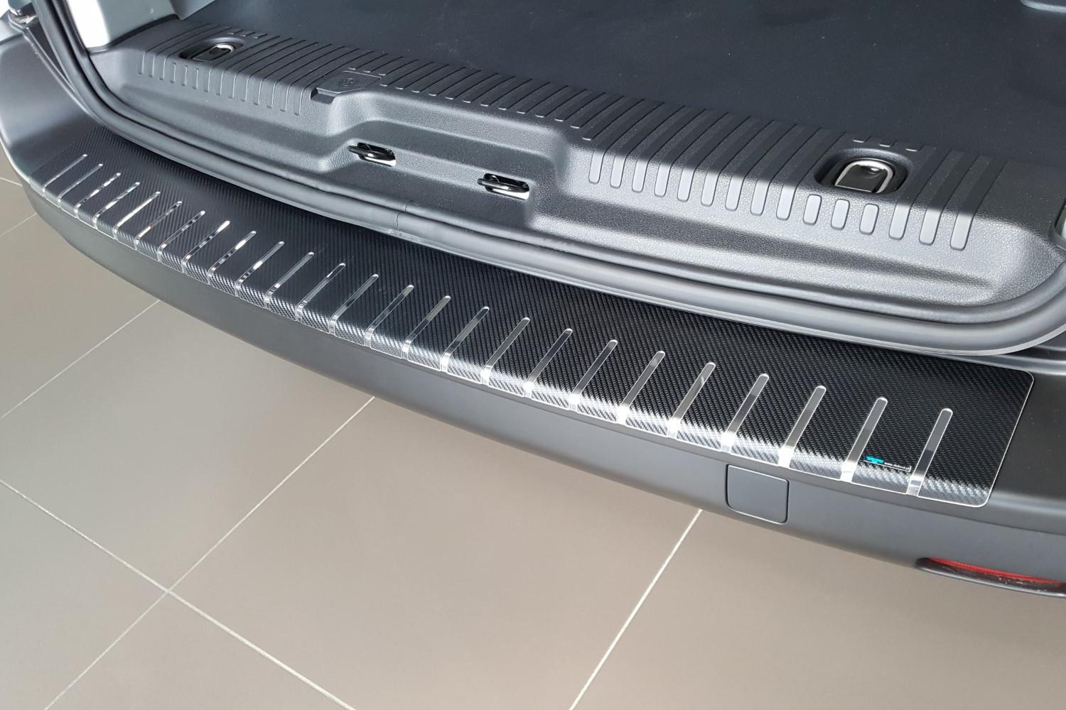 Protection de seuil de coffre Peugeot Traveller 2016-présent acier inox - feuille de carbone