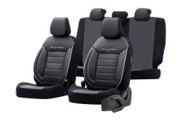 Seat covers universal Comfortline Black - Grey + White edging (1)