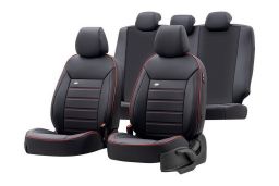 Seat covers universal Premium Black + Red stitching - Grey (1)