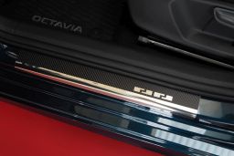 Door sill plates Skoda Octavia IV (NX) 2020-> 5-door hatchback stainless steel - carbon foil (SKO20OCEA) (1)