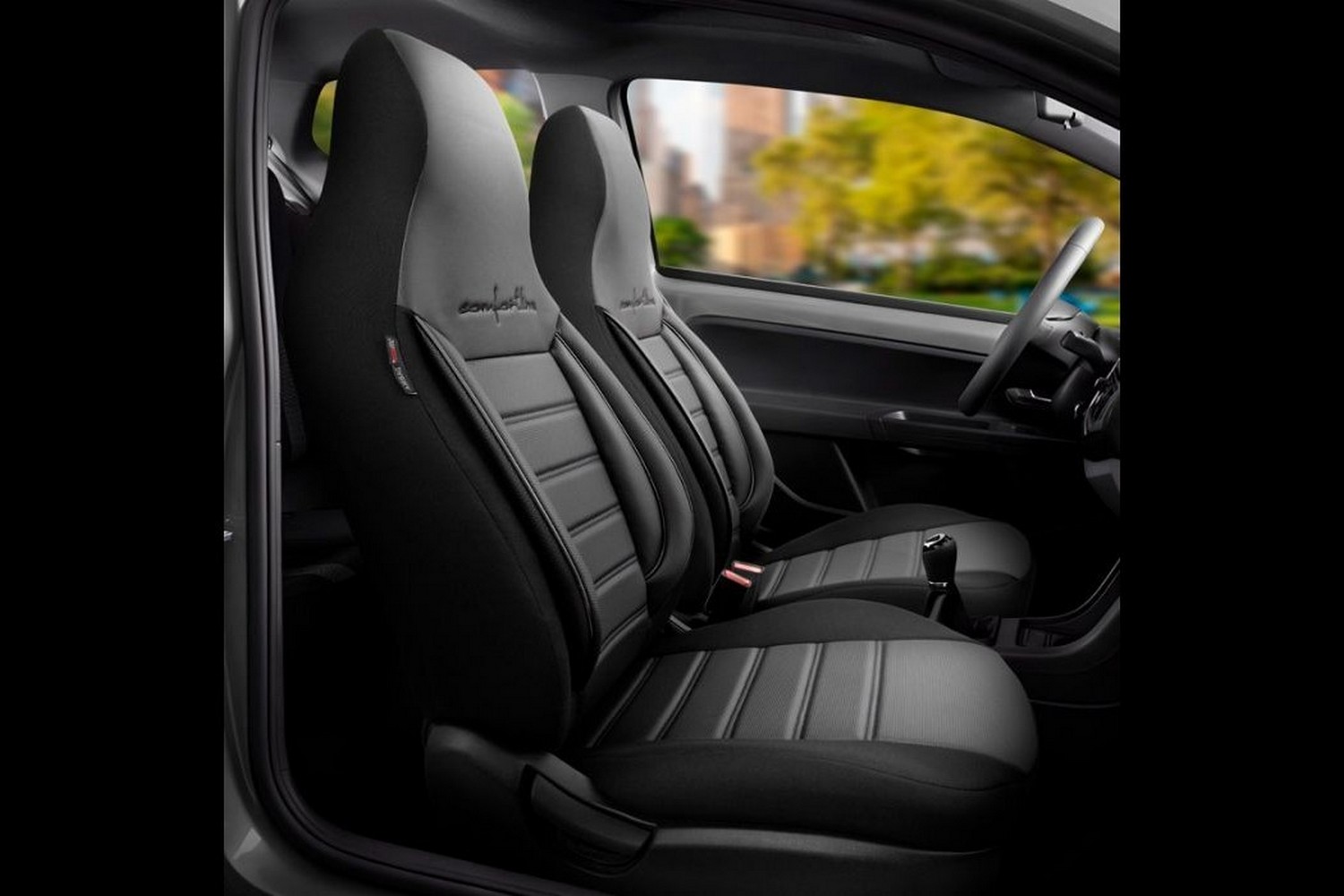 Sitzbezüge Toyota Aygo X 2022-heute 5-Türer Schrägheck Comfortline CityBug Kunstleder schwarz / anthrazitfarbene Akzente
