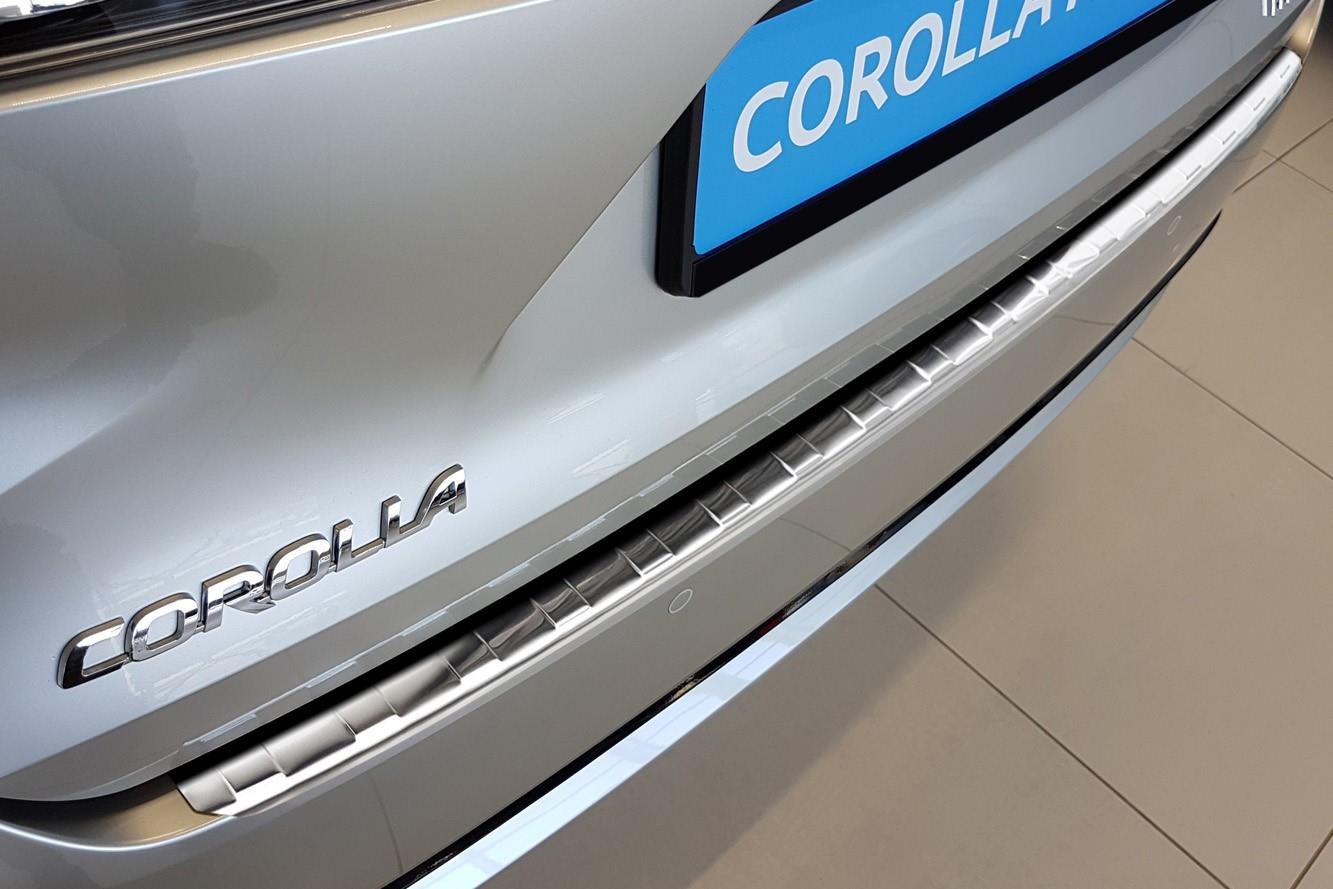 Protection de seuil de coffre convient à Toyota Corolla (E210) 2018-présent 5 portes bicorps acier inox brossé
