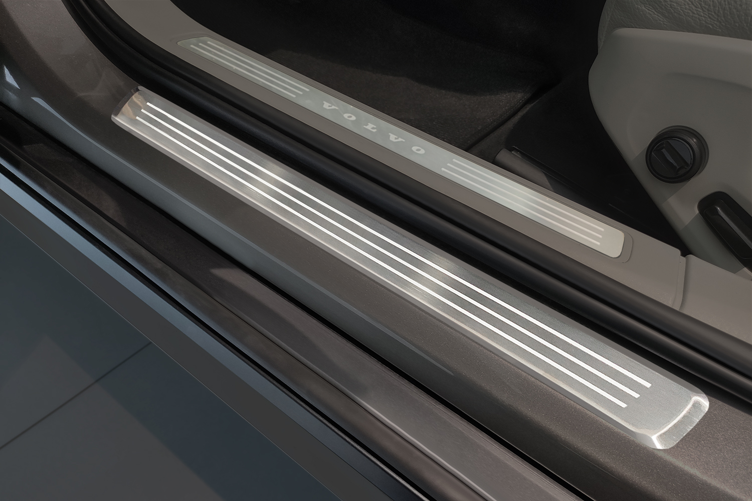 Seuils de portes convient à Volvo V90 II 2016-présent break acier inox brossé 4 pièces