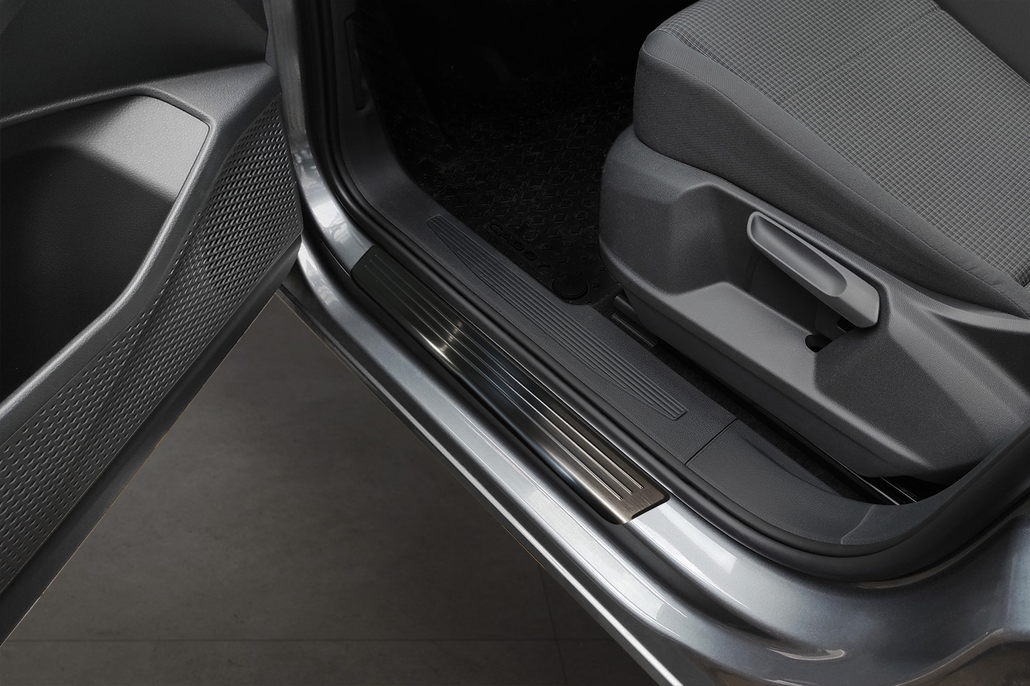 Seuils de portes Volkswagen Caddy (SB) 2020-présent acier inox brossé anthracite 2 pièces
