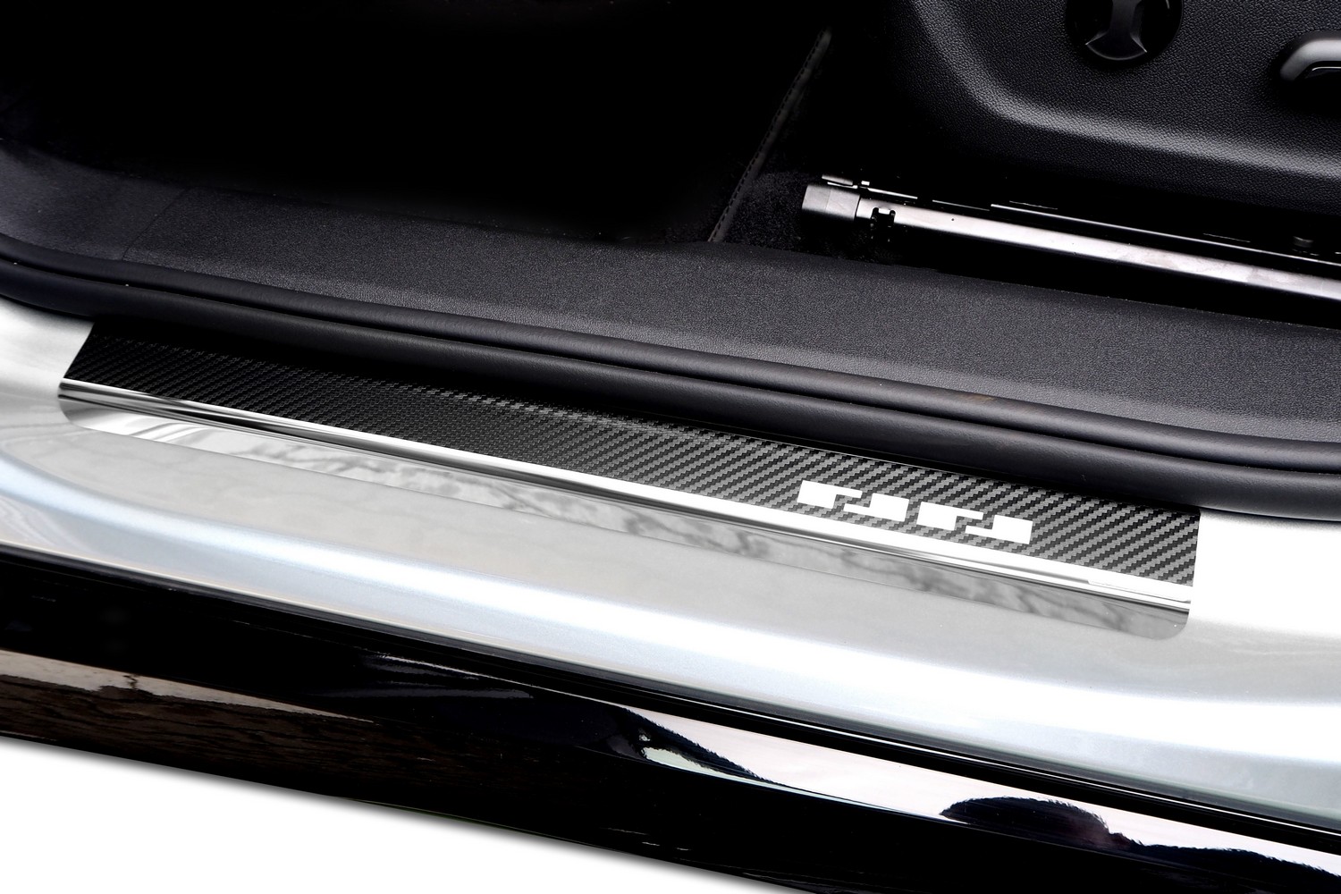 Door sill plates suitable for Volkswagen ID.7 2023-present 5-door hatchback stainless steel - carbon foil